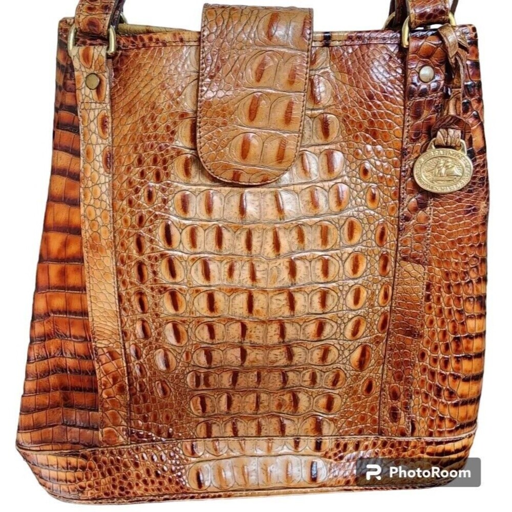 Brahmin Brown Leather Bucket Bag MINT - Picture 3 of 8